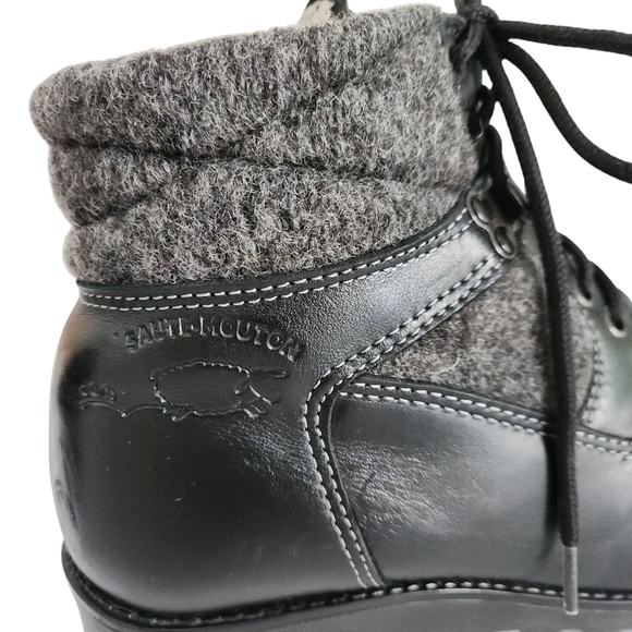 SAUTE-MOUTON winter boots leather made in Canada 100% woven wool lining size 39 - Picture 5 of 13